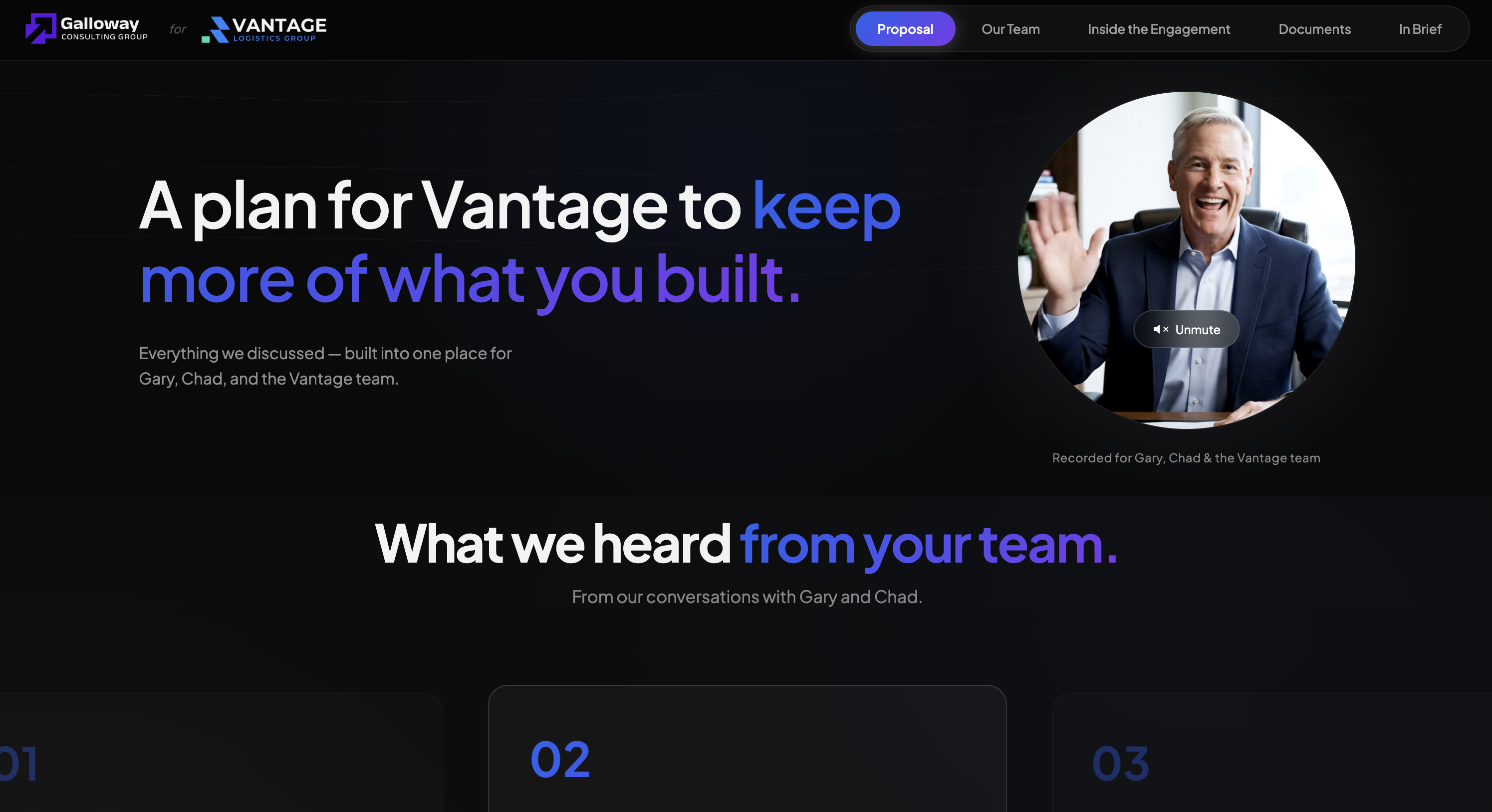 Galloway Deal Room Preview — A plan for Vantage to keep more of what you built.